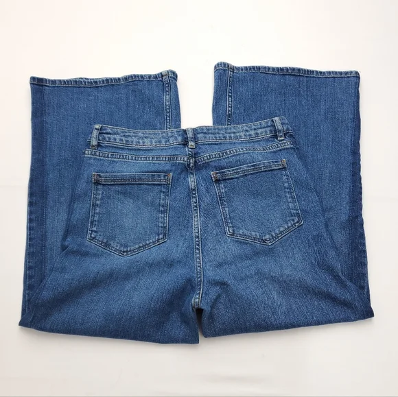 Boden The York  Cropped Blue Jeans Wide Leg High Waist Side Stripe Size 8? - Picture 10 of 11